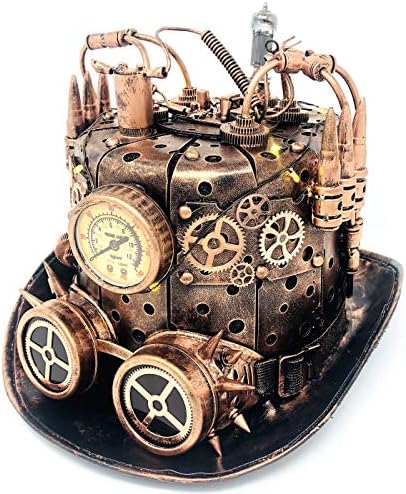 Storm buy ] Steampunk Style Metallic Top Hat Scientist Time Traveler Feather Halloween Costume Cosplay Party with Goggles