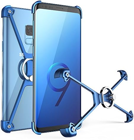 Samsung Galaxy S9+ Plus Bumper, Galaxy S9+ Plus Bumper, Ultra Thin S9+ Plus Metal Aluminium Bumper Case [Finger Ring Holder] for Samsung Galaxy S9+ Plus,OATSBASF (Galaxy S9 Plus-Blue1)