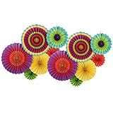 MOWO Hanging Paper Fan Set for Wedding/ Christmas Decoration, Home Decor Supplies Flavor(Assorted Color, 12 pcs)