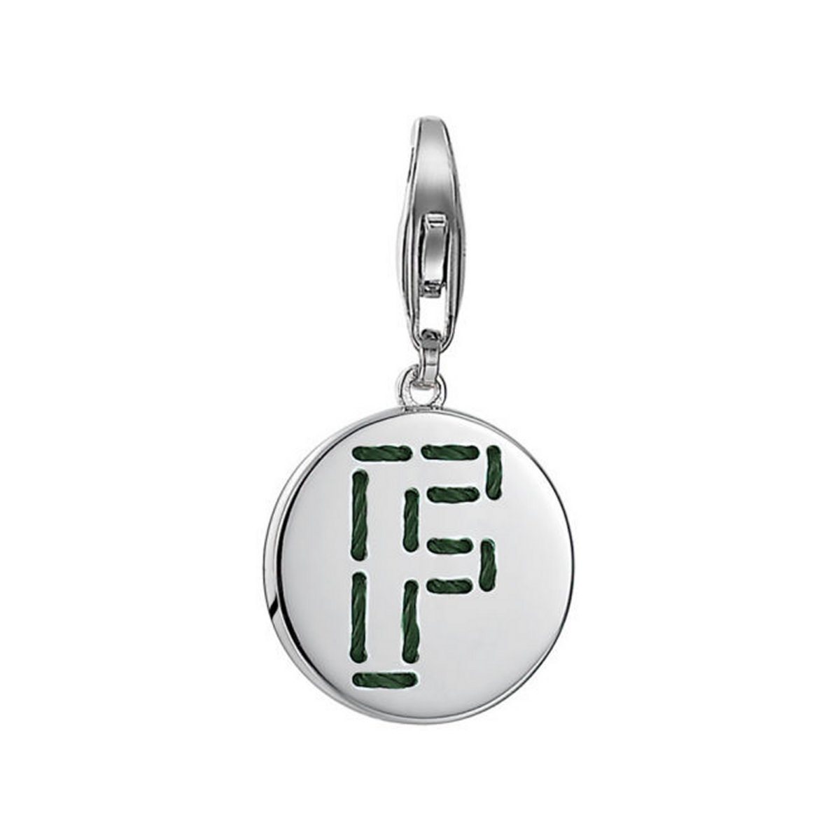 ESPRIT ESCH91128A000 Women's Charm 925 Sterling Silver Rhodium-Plated Letter Fabric F, Sterling Silver, No Gemstone