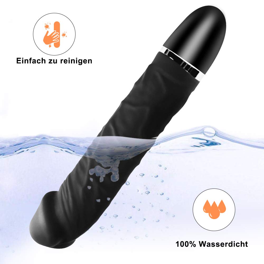 Vibratoren für Sie, Klitoris und G Punkt Stimulation, AV-Vibrator Silikon Massagestab für Frauen Sex-Spielzeug, Wasserdicht, Schwarz