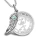 Archangel Michael Sigil Amulet Magic Powers Angel Wing Charm Green Quartz Pendant 18 Inch Necklace