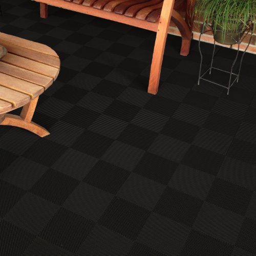 BlockTile B2US4230 Deck and Patio Flooring Interlocking Tiles Perforated Pack, Black, 30-Pack - Thumbnail 3