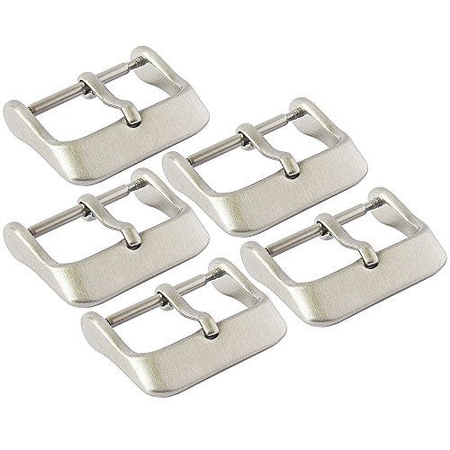 24mm Brushed Satin Stainless Steel Watch Band Buckles Set of 5