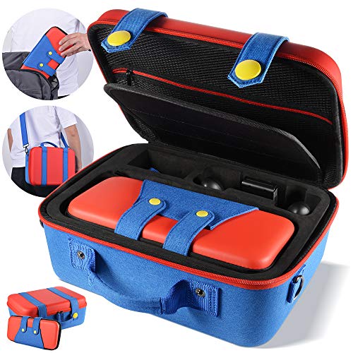 Carrying Storage Case Compatible With Nintendo Switch System,Cute and Deluxe,Protective Hard Shell Carry Bag for Nintendo Switch Console and Accessories(Red)