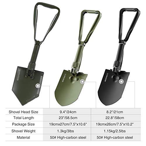 REDCAMP Military Folding Camping Shovel，High Carbon Steel Entrenching