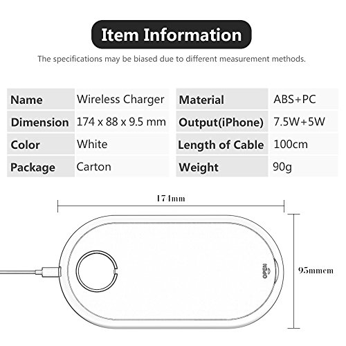 Dual Wireless Fast Charger, 2-in-1 Wireless Charging Pad Induction Charger Base for Apple Watch Series 3/2 & iPhone X iPhone 8/8 Plus Samsung Galaxy S8/S9/Plus/Note 8/S7 & All Qi-Enabled Devices