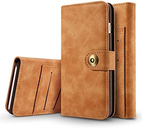 Darin Retro Samsung Galaxy S7 Edge PU Leather Wallet Phone Detachable Case Protective Flip Cover With ID&amp;Credit Card (Samsung Galaxy S7 Edge, Dark Brown)