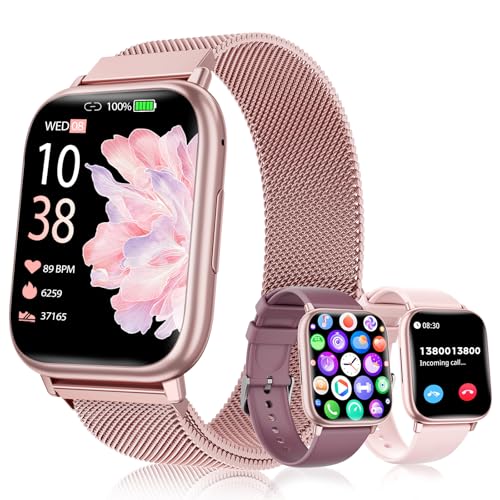 Women's Smart Watch 1.83 Inch HD Touch Screen Smartwatch with Calls Bluetooth Fitness Tracker 120+ Sports Modes Heart Rate Monitor SpO2 Blood Pressure IP68 Sleep Monitor Android iOS (Pink)