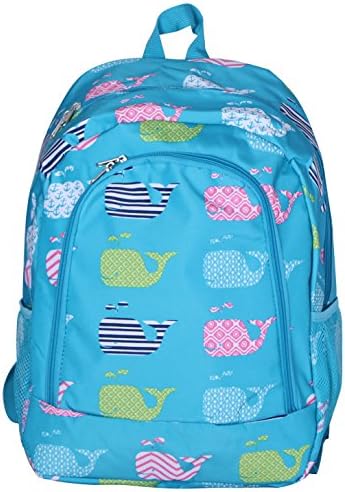 School Backpack for Boys and Girls, Sturdy and Water-Resistant (Blue Whales)