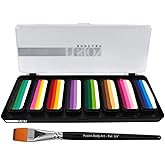 Fusion Body Art Face Painting Palette - Thin Strokes CANDY PALETTE (8 x 14gr) + Free 3/4" Flat Brush
