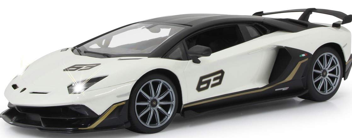 JAMARA 405172 Lamborghini Aventador SVJ 1:14 2.4GHz Officially Licensed, Up to 1 Hour Driving Time at Approx. 11 km/h, Perfectly Replicated Details, Workmanship, White