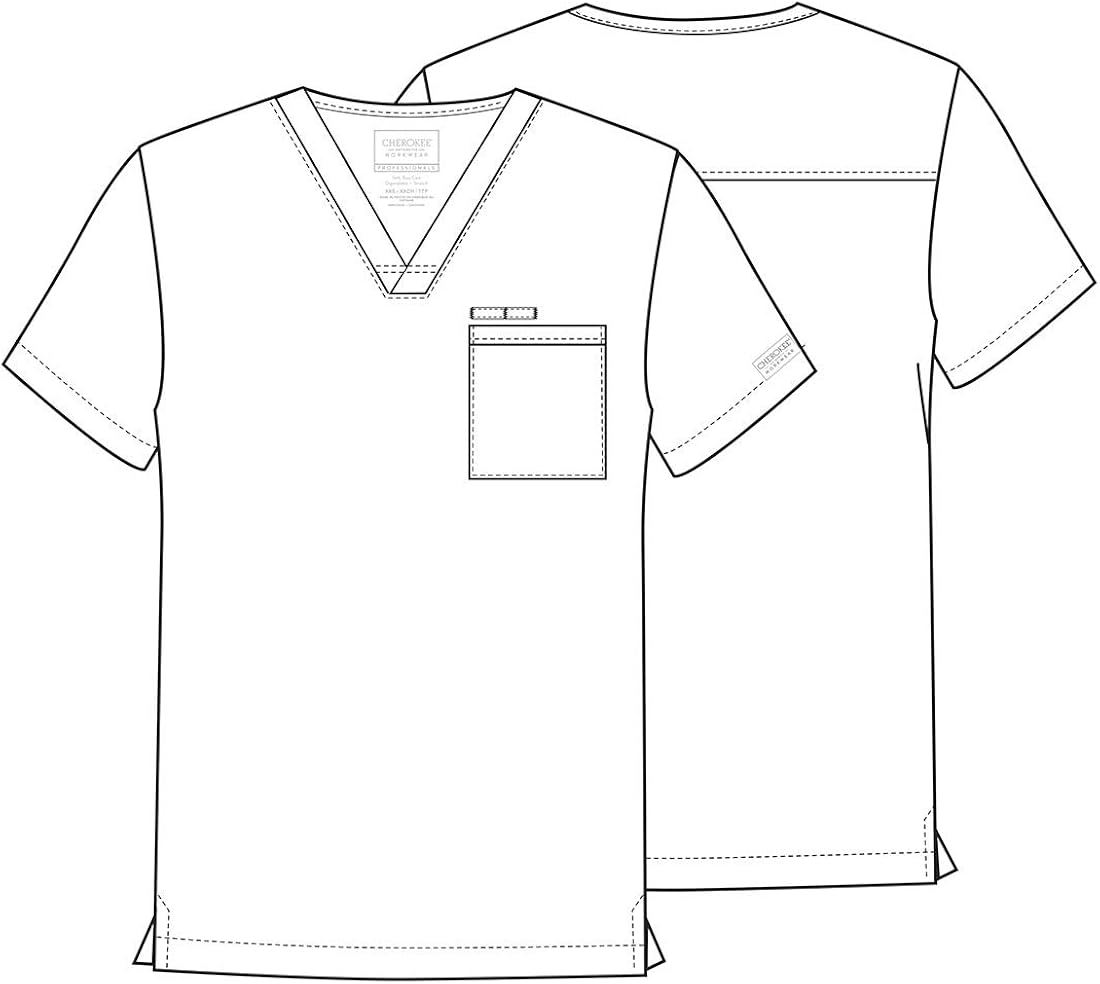 CHEROKEE Workwear WW Professionals Mens Men's V-Neck Top WW675: Clothing
