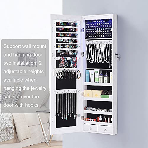 GISSAR Full Length Mirror Jewelry 6 LEDs Jewelry Armoire Wall