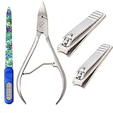 Professional Nail Clippers Set,Fingernail&Toenail Cutter+Cuticle Nipper+Nail File,Best Stainless Steel Manicure and Pedicure for Baby Elderly and Adult with Thick/Ingrown Nails by Fairyland