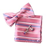 EBC1A07 Multicolored Gift Idea Silk Pre-tied Bowtie Cufflink Hanky Set By Epoint