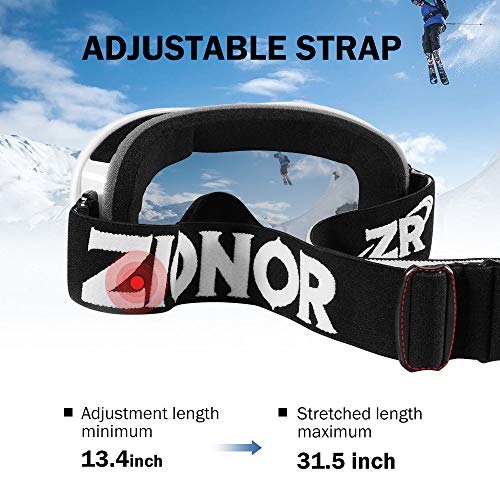 ZIONOR Lagopus Ski Snowboard Goggles UV Protection Anti Fog Snow Goggles for Men Women Youth VLT 8.6% White Frame Silver Lens ZIONOR Lagopus Ski Snowboard Goggles UV Protection Anti Fog Snow Goggles for Men Women Youth VLT 8.6% White Frame Silver Lens