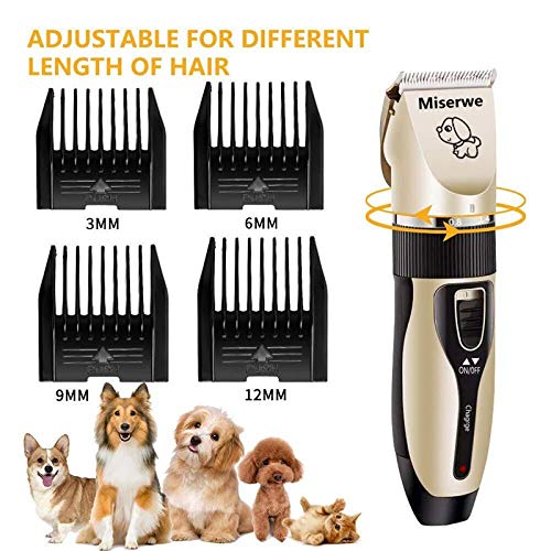 MISERWE Rechargeable Cordless Pet Clippers Low Noise Electric Horse