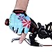 BOODUN Women's Shock-Absorbing Gel Pad Breathable Half Finger Mountain Bicycle Bike Road Racing Gloves, Small