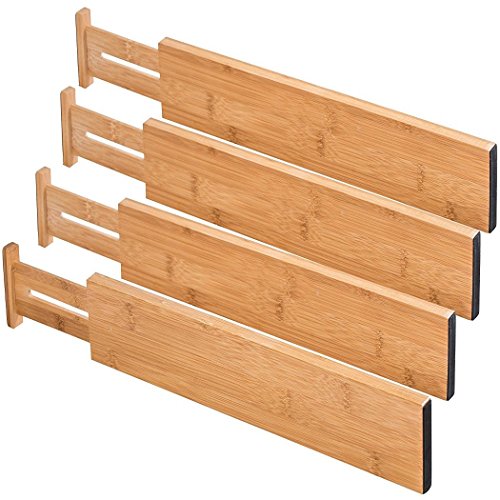 Bamboo Wooden Drawer Dividers Separators Organizers Expandable 4