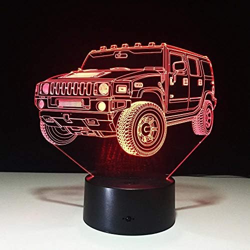 LXXYD 3D Visual Light Optical Illusion Led Night Light - Hummer Novelty 3D Light with Night Light Battery Mini Led Light Battery Powered Night Light Led USB Night Light