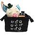 Mziart Small Fabric Storage Basket with Handle, Foldable Canvas Mini Storage Bin Organizer for Nursery Kids Toys Babies Room (Black Cat)