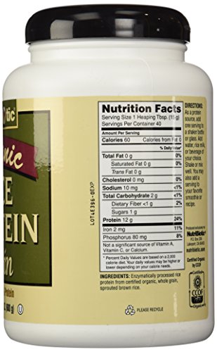 Nutribiotic Organic Rice Protein, Plain ,600gms