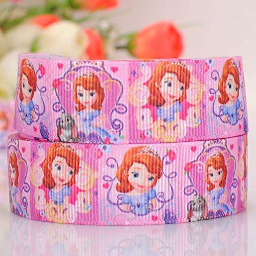 10 Yards 7/8"(22mm) Sofia the First Princess Cartoon Printed Grosgrain Ribbon for Kids Diy Hairbow Craft No.9587141