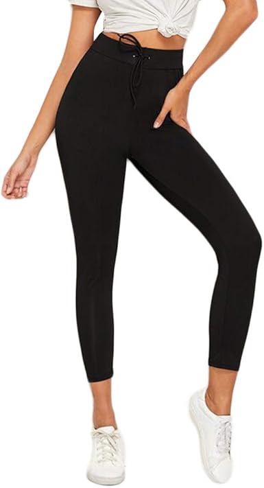 black drawstring leggings