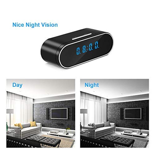 Hidden Camera WiFi Spy Camera, 1080P Clock Hidden Cam with Night Vision, 157° Angle Wireless IP Surveillance Camera for Home Security Monitor, Nanny Cam Video Recorder with Motion Detection