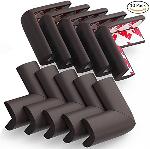 Corner Protectors, Eoney Super Soft Baby Proofing Corner Guards Edge Protectors with 3M Tape for Furniture to Keep Kids Safe Corner Cushion 10 Pack(Brown)