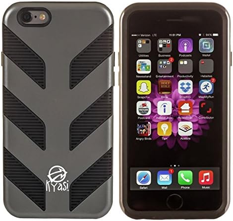 iPhone 6 6S Plus Case Ultra Cool Modern Style Silver on Black Smart Phone Cover for Durable Protection Prime Mech Series by Kyasi