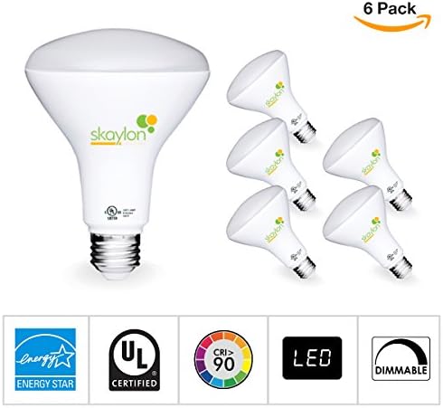 Skaylon Lighting Dimmable LED BR40 Light Bulb-Energy Star 80W Equivalent CRI80 LED Lights-1050 Lumens, 3000K Energy Efficient LED House Bulb For Bedroom, Bathroom, Kitchen, Dining-Room (6 Pack, 3000K)