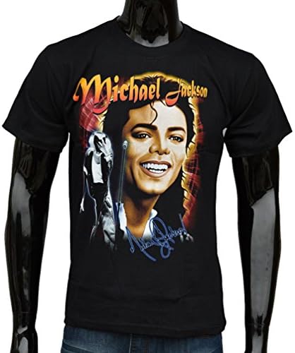 ALABAR Michael Jackson-- Men’s 3D Print Cotton Rock Hip Hop Short Sleeve Crew-neck T-shirt Black (XXL)