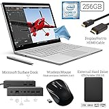 Microsoft Surface Book (256GB SSD, 8GB RAM, Intel 6th Gen Intel i7) + 2.4G Wireless Mouse + Microsoft Surface Dock + DisplayPort to HDMI Cable + 1TB External Hard Drive + DigitalAndMore Cloth Bundle