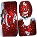 Flower Tiger Merry Christmas Snowman Bath Mat Set,3 Piece Bathroom Mats Set Non-Slip Bathroom Rugs/Contour Mat/Toilet Cover (Santa Claus with Present)