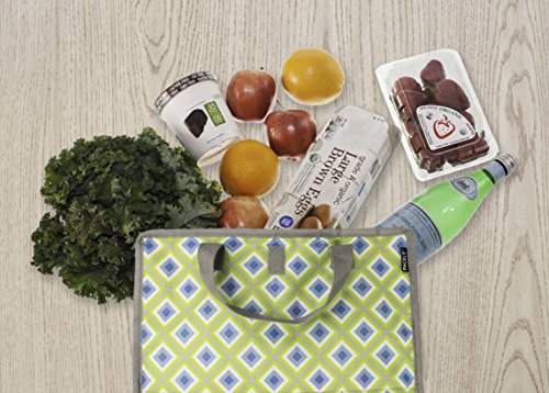 PackIt Freezable Grocery Shopping Bag with Zip Closure, Geometric
