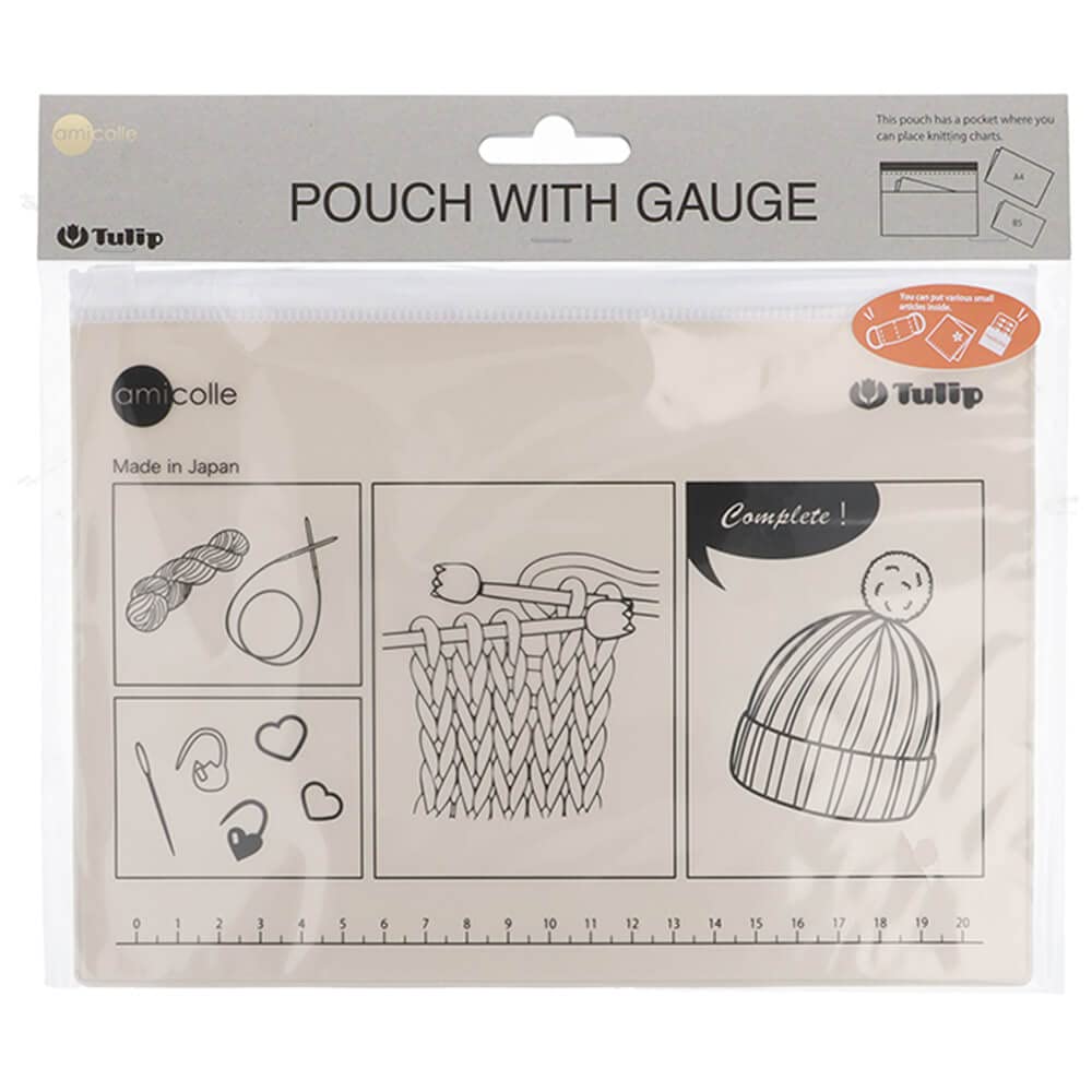 Tulip Knitting Pouch with Gauge and Accessories, White, 1 Pouch