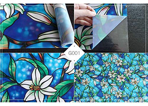 Ablave Decorative Privacy Window Film Frosted Window Film Stained Glass Window Film Window Clings No-Glue Self Static Cling for Home Bedroom Bathroom Kitchen Office 35.4\