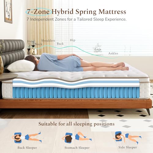 slily 12 Inch 3ft Single Mattress, Hybrid Single Size Mattresses Memory Foam Pocket Sprung, 7-Zone Orthpaedic Mattress for Pressure Relief, Medium Firm, Cosy and Breathable(90x190x30cm)