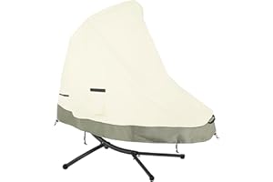 Bitubi 73 Inch Patio Hanging Chaise Lounge and Stand Cover - 600D Tough Canvas Heavy Duty Waterproof Outdoor Curved Steel Hammock Chaise Lounge Chair Swing Cover