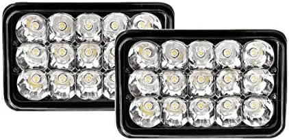 Benson USA 1pr4x6-C Rectangular LED Headlight Bulb Sealed Beam Replace HID Xenon H4651, H4652, H4656, H4666, H6545 Projector lens Fit for Peterbilt Kenworth Freightliner, 4" H, 6" W, Chrome, 2 Piece