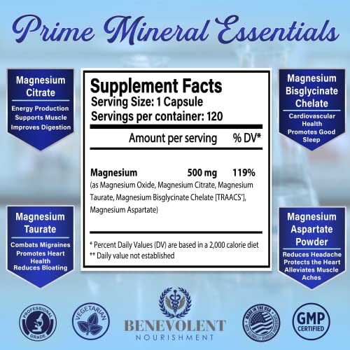 Magnesium Complex 500mg Magnesium Citrate, Oxide, Taurate