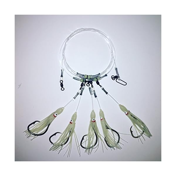 Deep Drop Tilefish Rig, 5 Mustad Circle Hooks with Glow Squid ...