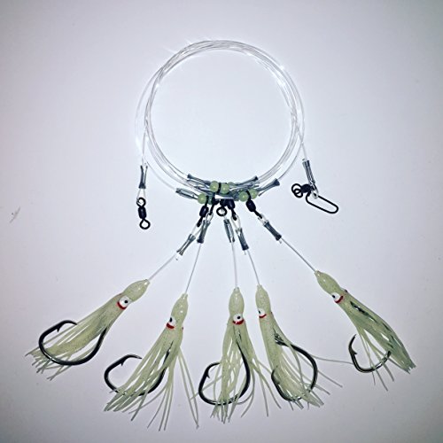 Deep Drop Tilefish Rig, 5 Mustad Circle Hooks with Glow Squid ...