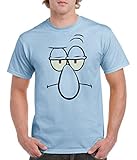 Spongebob Squarepants Squidward Face T-Shirt-Medium Light Blue