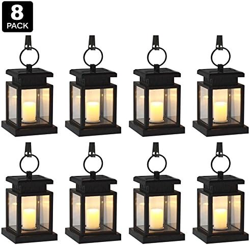 Solar Lights Outdoor,Solar Lantern,Auto Sensor Solar Light,Warm White,Candle Light,Security Landscape Night Light,Beach Umbrella Tree Pavilion Garden Yard Lawn Lighting Lantern(8 Pack)