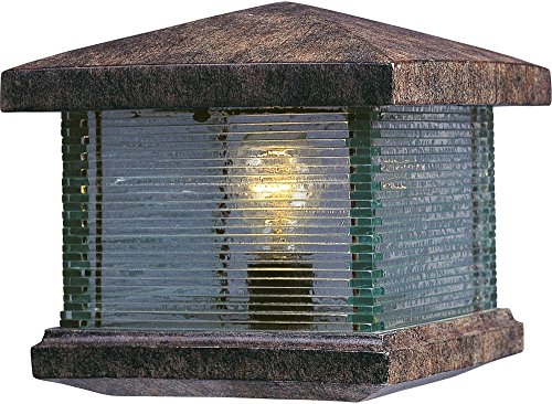 Maxim 48736CLET Triumph VX 1-Light Outdoor Deck Lantern, Earth Tone Finish, Clear Glass, MB Incandescent Incandescent Bulb , 40W Max., Dry Safety Rating, 2900K Color Temp, Standard Dimmable, Glass Shade Material, 4000 Rated Lumens