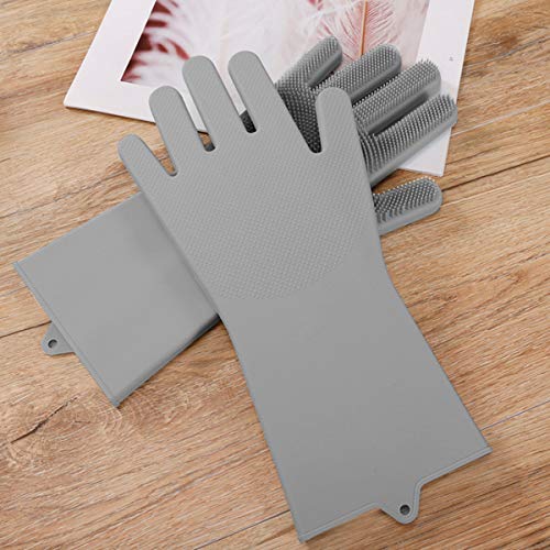 Magic Silicone Dishwashing Gloves, Reusable Cleaning Brush Heat Resistant Scrub Rubber Glove for Dish Washing, Cleaning, Kitchen, Household, Pet Hair Care