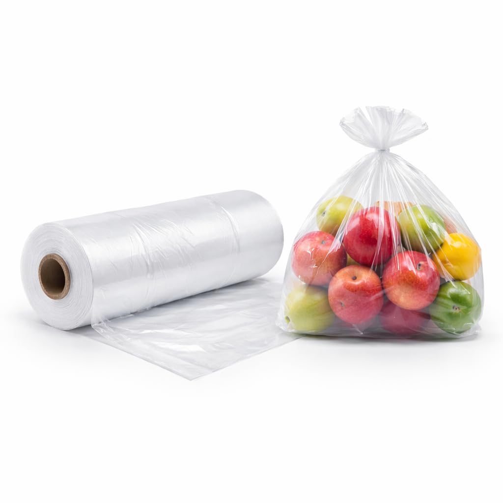 Sabco - Plastic Bags On Roll - Clear Poly Food Sandwich Food Bags For Fruit And Veg - 9" X 14" Or 225 X 350mm